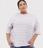 Asos Design Curve T-shirt In Super Oversized Fit In Chunky Stripe-purple