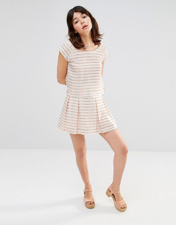 J.o.a Printed Mini Skirt - White