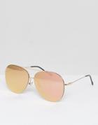 Jeepers Peepers Aviator Sunglasses With Pink Lens - Gold