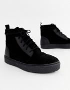 River Island Suede Wrap Around Desert Boots In Black - Black