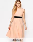 Vesper Contrast Waist Midi Skater Dress