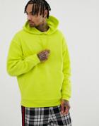 Asos Design Oversized Hoodie In Lime Green - Yellow