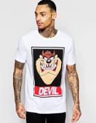 Asos T-shirt With Taz Devil Print In Relaxed Skater Fit - White