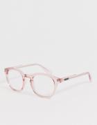 Quay Australia Walk On Round Blue Light Lens Glasses In Pink - Pink