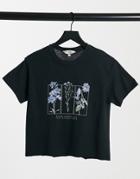 Miss Selfridge Floral Motif T-shirt In Black
