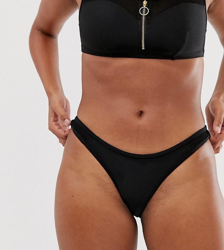 Wolf & Whistle Exclusive Fishnet Bikini Bottom In Black