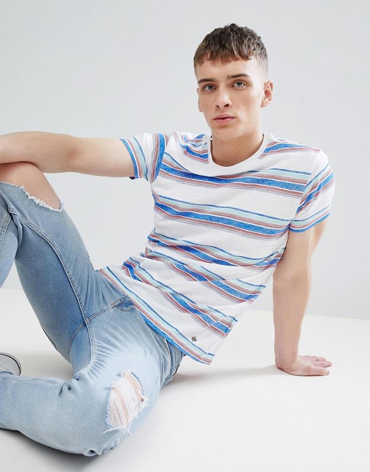 Solid T-shirt In Multi Stripe Slub - White