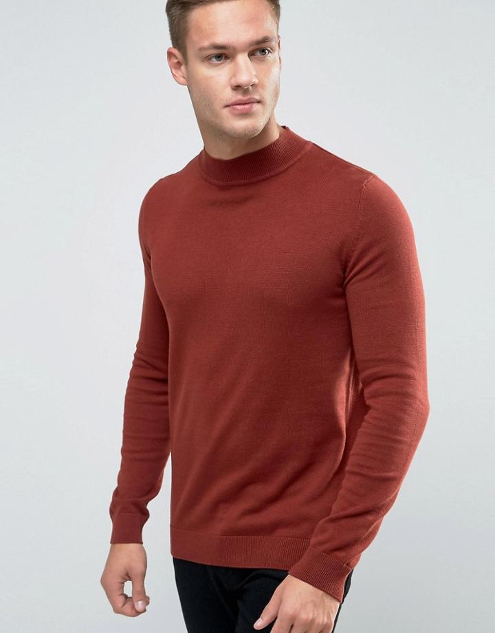 New Look Turtleneck Sweater In Burnt Orange - Brown