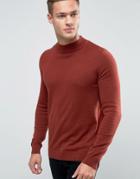 New Look Turtleneck Sweater In Burnt Orange - Brown