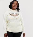 Daisy Street Plus Hoodie With Eagle Graphics - Cream