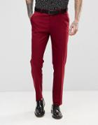 Asos Skinny Tuxedo Suit Pants In Ruby Red - Red