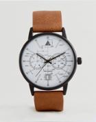 Asos Watch With Brown Faux Leather Strap And Nautical Face - Tan