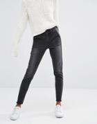 First & I Skinny Frayed Hem Jeans - Black