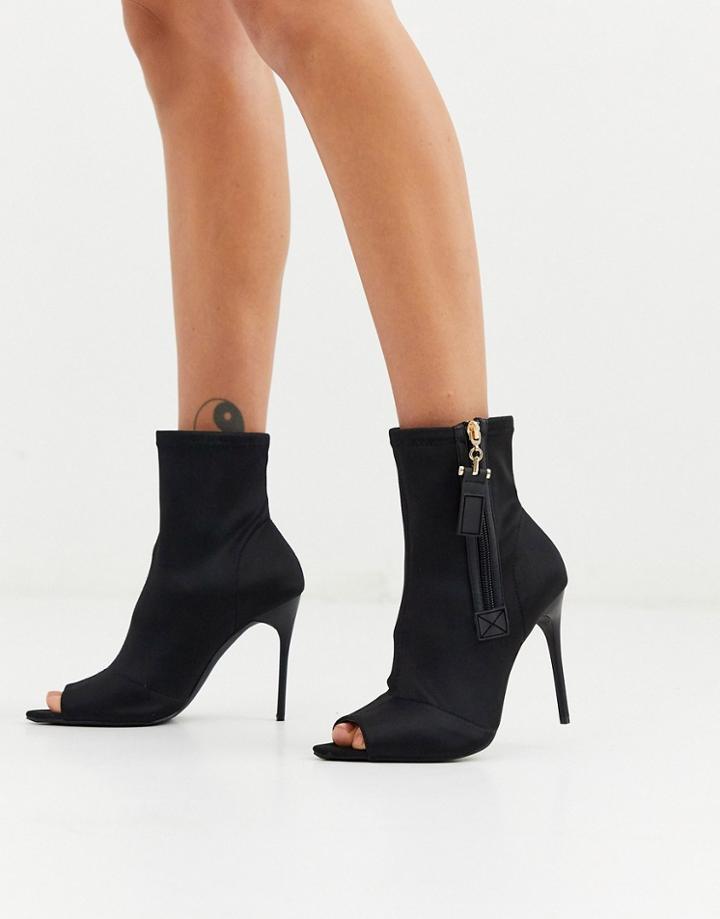 Truffle Collection Peep Toe Stiletto Boot In Black