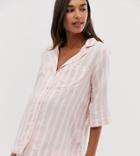 Asos Design Maternity Mix & Match Stripe Pyjama Shirt-pink