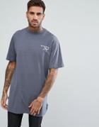 Midnight Surf T-shirt With Curved Hem - Gray