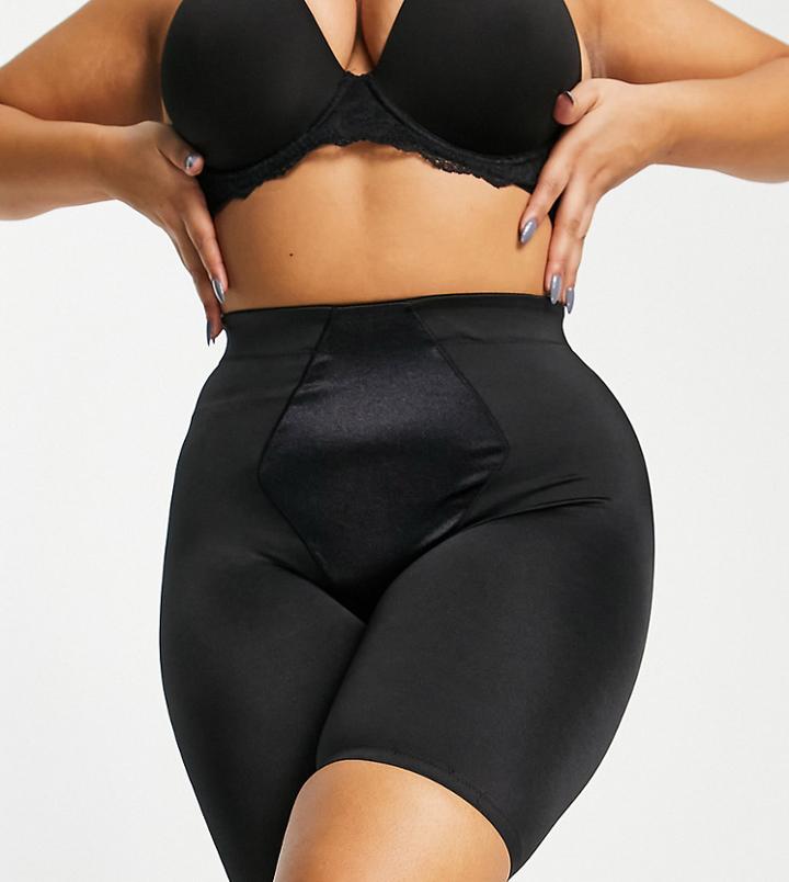 Yours Satin Control Shorts In Black