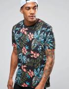 Asos T-shirt With All Over Tropical Floral Print In Relaxed Fit - Multi