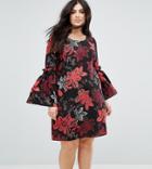 Junarose Floral Printed Dress With Fluted Sleeves - Multi