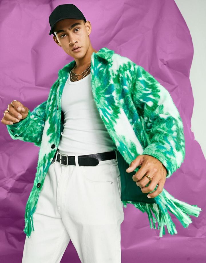 Asos Design Jacket In Green Tie Dye