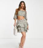 Saint Genies Off The Shoulder Crop Top In Floral Print - Part Of A Set-multi