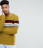 Asos Tall Knitted Sweater With Color Block Stripe - Green
