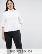Lost Ink Plus Shirt With Waist Detail - White