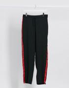 Brave Soul Relaxed Sweatpants With Red Side Stripe-black