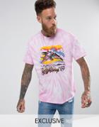 Reclaimed Vintage Inspired Oversized Tie Dye T-shirt With Rolling Stones Print - Pink