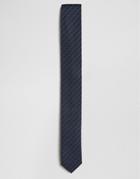 Asos Slim Tie With Navy Check Design - Navy