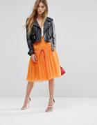 Asos Tulle Prom Skirt With Deep Basque - Orange