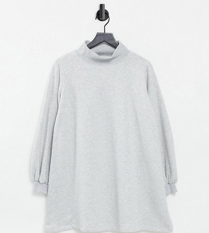 In The Style X Dani Dyer Maternity High Neck Smock Dress In Gray-grey