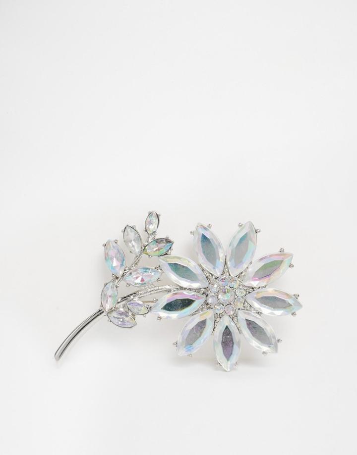 Asos Crystal Floral Brooch - Crystal