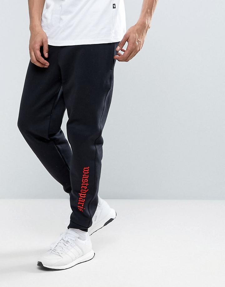 Wasted Paris Joggers With Embroidered Logo In Slim Fit - Black