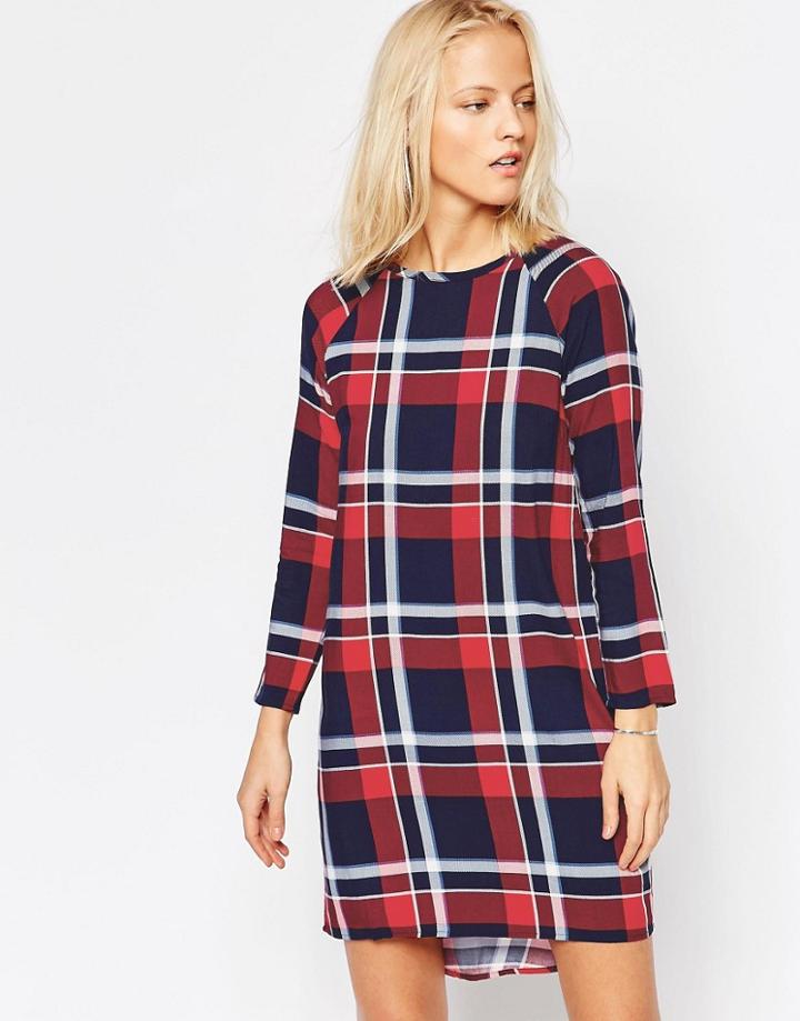 Native Youth Long Sleeve Oversize Check Dress