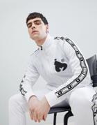 Money Stripe Tricot Track Top In White With Back Print - White