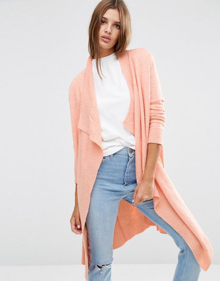 Asos Cardigan In Popcorn Yarn - Pink