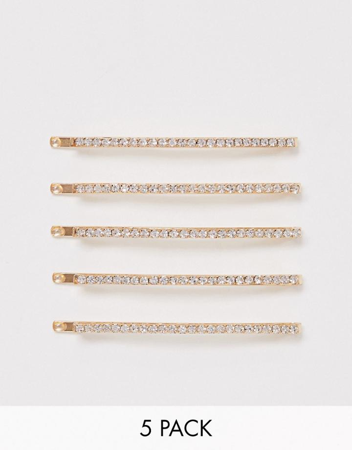 Aldo Marmorera Rhinestone Hair 5 Clip Multipack-gold