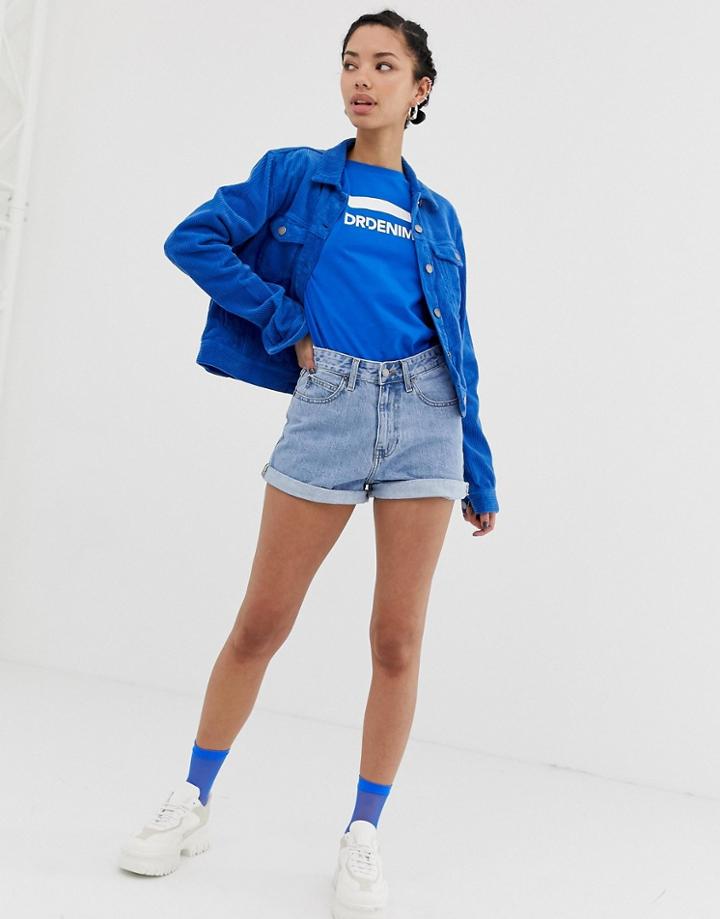 Dr Denim Jenn High Rise Short With Roll Hem - Blue