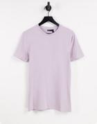 Asos Design Organic Muscle Fit T-shirt With Crew Neck In Lilac-purple