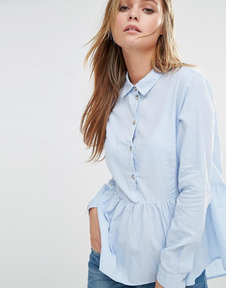 J.d.y Peplum Shirt - Blue