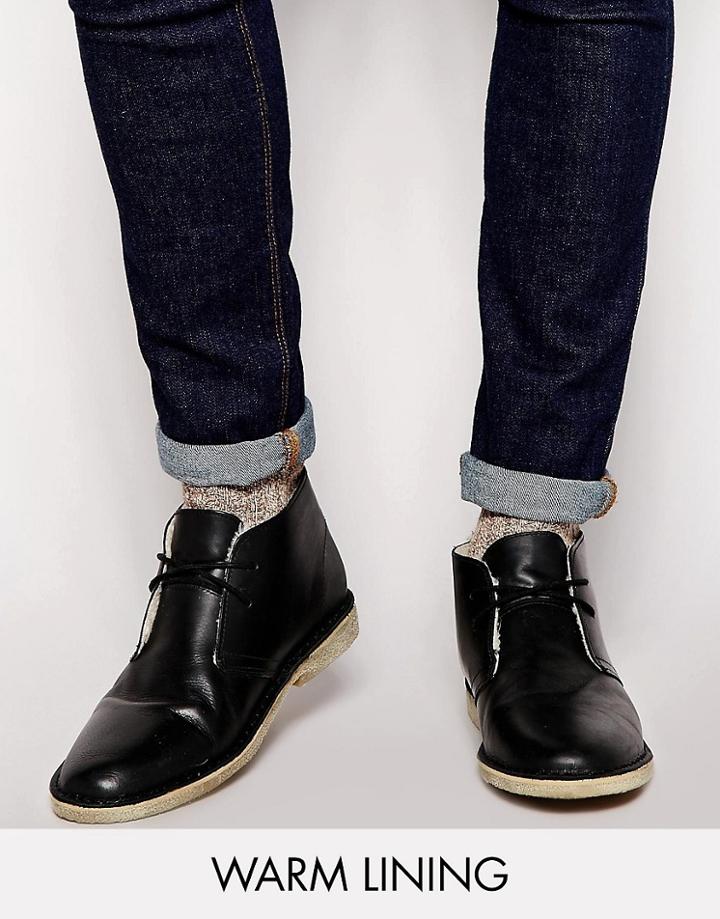 Asos Desert Boots With Shearling Look Lining - Black