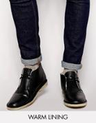 Asos Desert Boots With Shearling Look Lining - Black