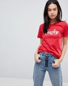 Asos T-shirt With Lucky Print - Red