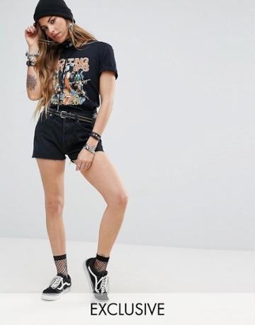 Reclaimed Vintage Revived Levis High Waist Denim Shorts - Black