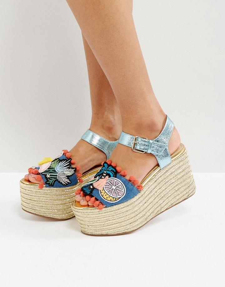 Asos Tropical Paradise Espadrille Flatforms - Blue