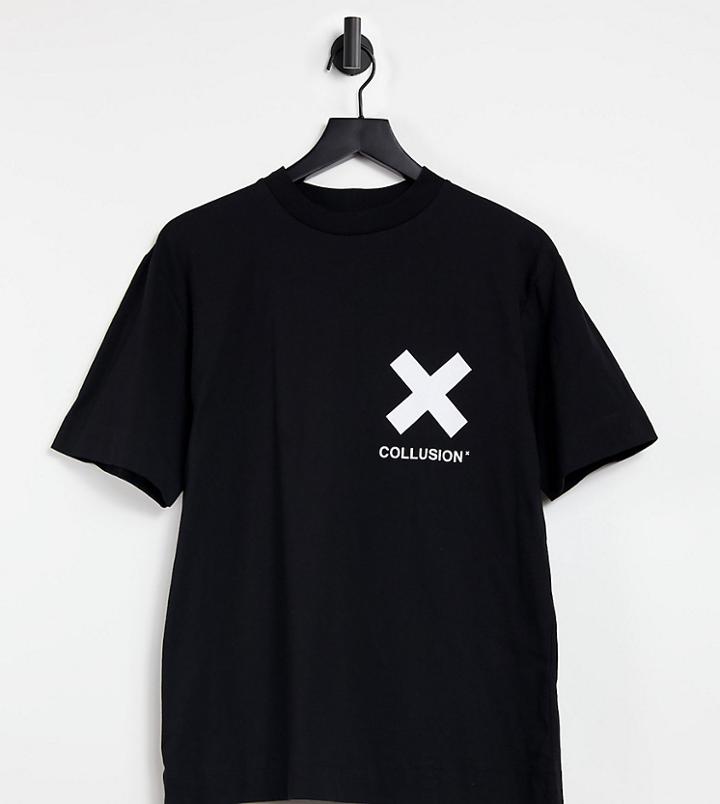 Collusion Unisex Logo T-shirt In Black