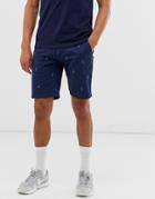 Only & Sons Embroidered Chino Short In Navy - Navy