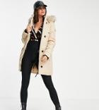 Vero Moda Tall Parka With Faux Fur Lined Hood In Beige-neutral
