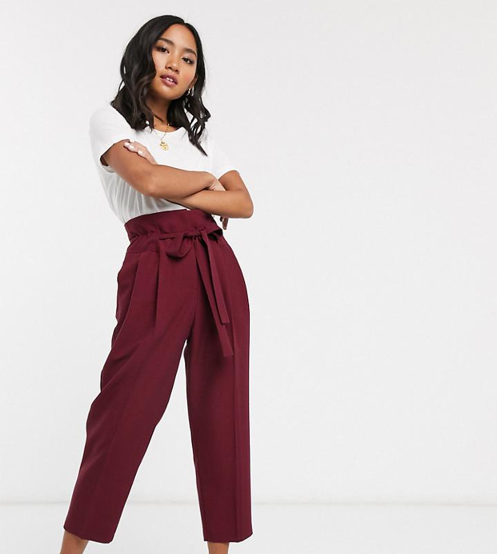 Asos Design Petite Tailored Tie Waist Tapered Ankle Grazer Pants